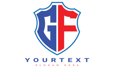 Fototapeta premium GF Two letters shield logo design.