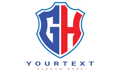 Fototapeta premium GH Two letters shield logo design.