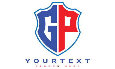 Fototapeta premium GP Two letters shield logo design.