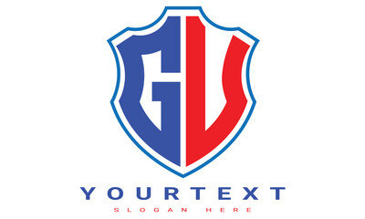 Fototapeta premium GU Two letters shield logo design.
