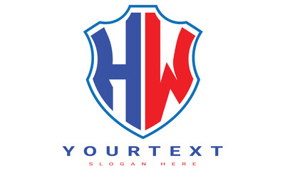 Fototapeta premium HW Two letters shield logo design.