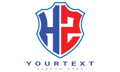 Fototapeta premium HZ Two letters shield logo design.