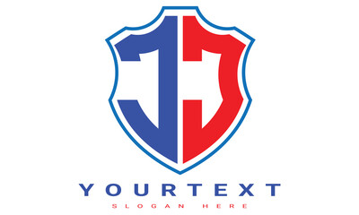 Fototapeta premium JJ Two letters shield logo design.