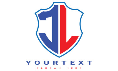 JL Two letters shield logo design.