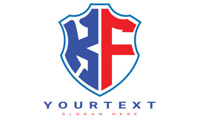 Fototapeta premium KF Two letters shield logo design.