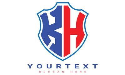 Fototapeta premium KH Two letters shield logo design.
