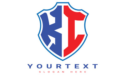 Fototapeta premium KI Two letters shield logo design.
