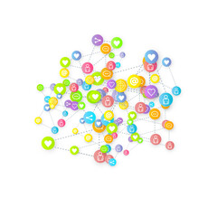 Social media marketing icons internet tags target