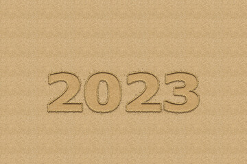 3D illustration New Year concept 2023 design with text sand design.