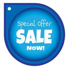 Circle blue color sale tag. vector illustration.