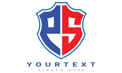 Fototapeta premium PS Two letters shield logo design.