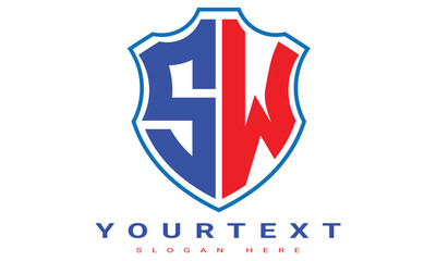 Fototapeta premium SW Two letters shield logo design.