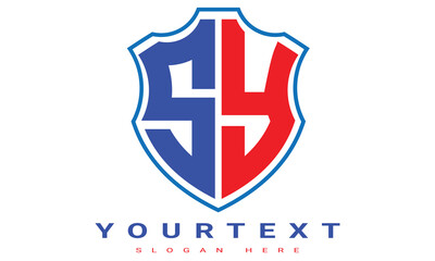 Fototapeta premium SY Two letters shield logo design.