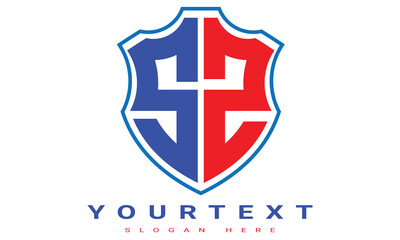 Fototapeta premium SZ Two letters shield logo design.