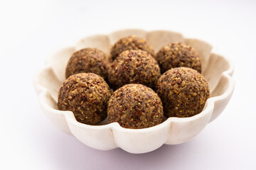 Alsi pinni laddu or flax seed laddo or healthy jawas ladoo are delicious Indian sweet energy balls