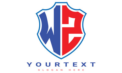 Fototapeta premium WZ Two letters shield logo design.