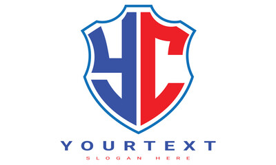 YC Two letters shield logo design.