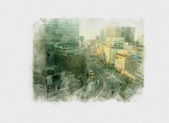 東京銀座の街並みと風景,東京銀座の交差点,東京首都の幹線道路