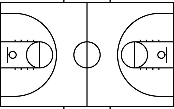 Basketball court floor with line for background. Basketball field. Vector illustration.