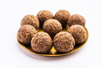 Alsi pinni laddu or flax seed laddo or healthy jawas ladoo are delicious Indian sweet energy balls