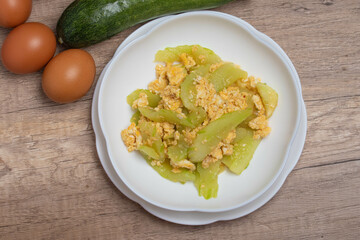 Stir Fried Cucumber with Egg.Thai food