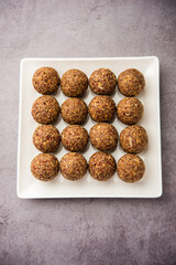 Alsi pinni laddu or flax seed laddo or healthy jawas ladoo are delicious Indian sweet energy balls