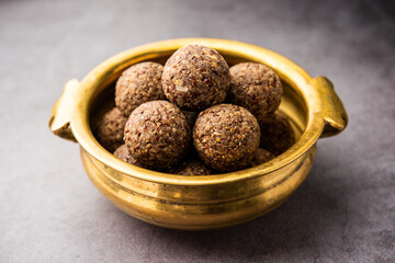 Alsi pinni laddu or flax seed laddo or healthy jawas ladoo are delicious Indian sweet energy balls