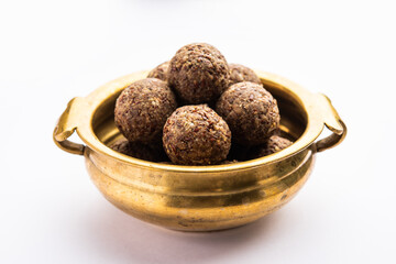 Alsi pinni laddu or flax seed laddo or healthy jawas ladoo are delicious Indian sweet energy balls