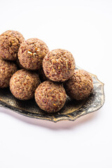 Alsi pinni laddu or flax seed laddo or healthy jawas ladoo are delicious Indian sweet energy balls