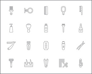 Simple Set of hair Related Vector Line Icons. 
Vector collection of beauty and hairstyle symbols or logo elements in thin outline.