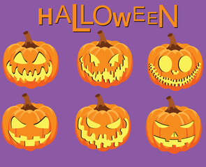 scary pumpkin halloween ekspression set