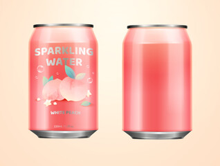 Peach sparkling water can mockup