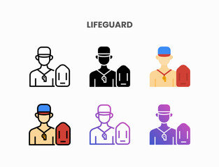 Lifeguard people icon set with line, outline, flat, filled, glyph, color, gradient. Can be used for digital product, presentation, print design and more.