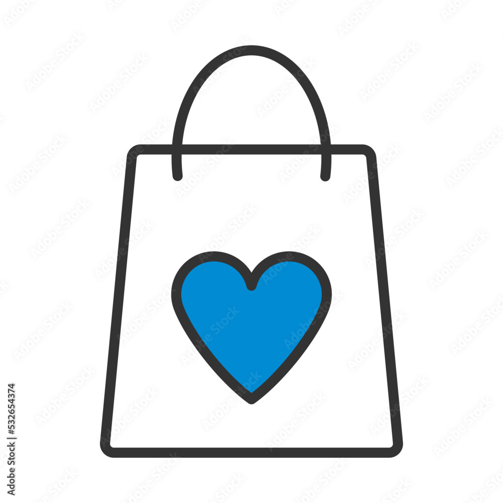 Wall mural shopping bag with heart icon