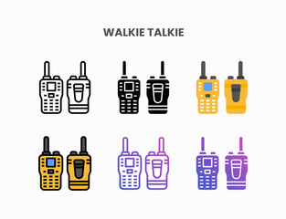 Walkie Talkie icon set with line, outline, flat, filled, glyph, color, gradient. Can be used for digital product, presentation, print design and more.