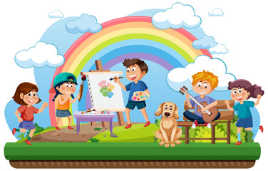 Obraz na płótnie Canvas Children doing activities at park