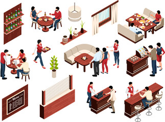 Isometric Restaurant Set