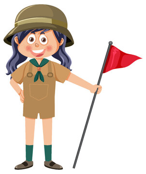 A girl wearing camping outfit