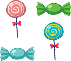 Cute candies isolated set