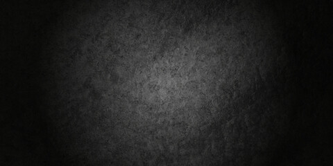 Dark black grunge textured concrete background. Panorama dark grey black slate background or texture. Vector black concrete texture. Stone wall background.	