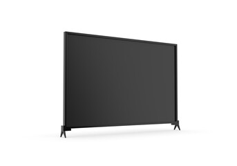 Modern slim plasma TV mockup, Wide television screen mock up on isolated white background, 3d render illustration.