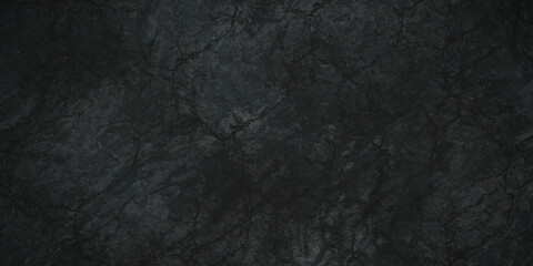 Dark black grunge textured concrete background. Panorama dark grey black slate background or texture. Vector black concrete texture. Stone wall background.	