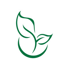 green leaves logotype modern hand drawn style for use the organic shop, ecology company, nature firm, natural product, alternative medicine, green unity, garden, farming, forest, etc.