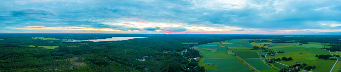 Countryside aerial view of landscape, Skinnarby, Finland