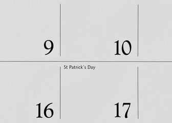 St Patrick's Day on a calendar