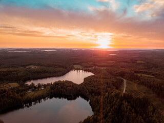 Summer sunset over the lake at Kesälahti, Finland