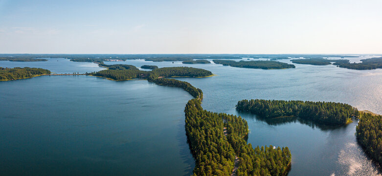Esker road in Punkaharju in the middle of lake Saimaa, Finland