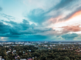 Fototapeta na wymiar Late summer evening with cloudy sky over Helsinki, Finland