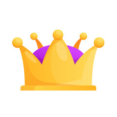 Royal golden crown with purple velvet vector illustration logo icon isolated on white background