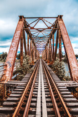 Old railway bridge over the river, Pori, Finland